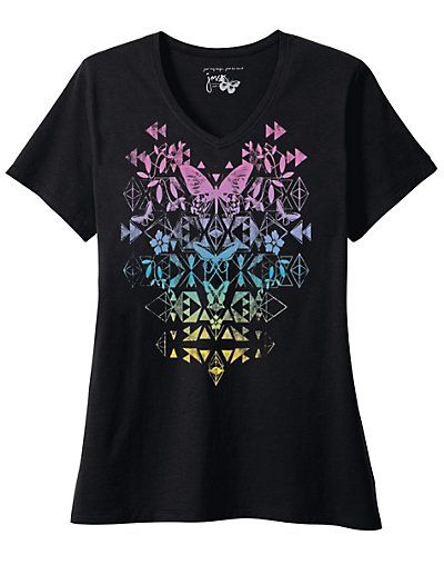 JMS Short Sleeve Graphic V Neck Top   style J179  