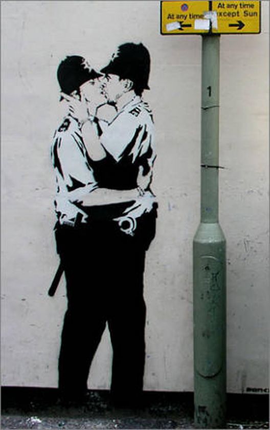 BANKSY THE KISS, GRAFFITI PRINTED CANVAS  