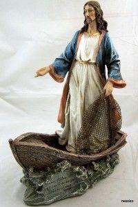 Huge 11 Fishers Of Men Jesus Christ Boat Statue  