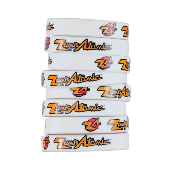 Zumba Zumbatomic White Thin Rubber Bracelets Ships Fast  