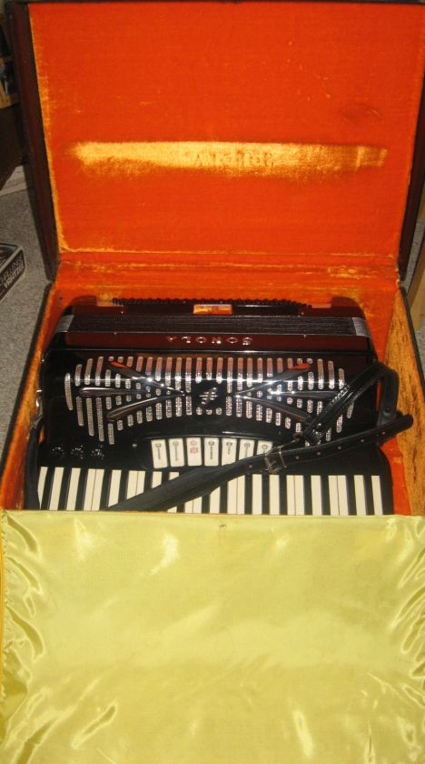 Vintage Sonola SS7 Accordion Black in Velvet Case  