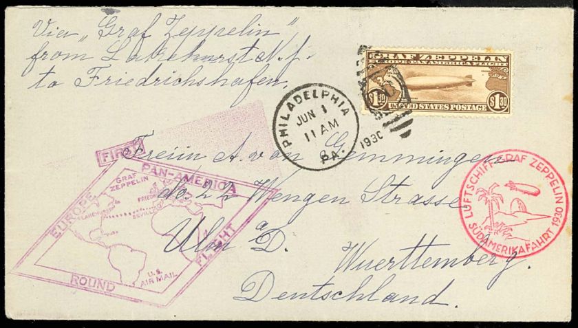 C14   June 1st 1930 ZEPPELIN FLIGHT COVER  