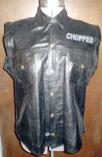 MAS RETIRED BIKER MOTORCYCLE LEATHER XL UNISEX SHIRT VEST JACKET SHORT 