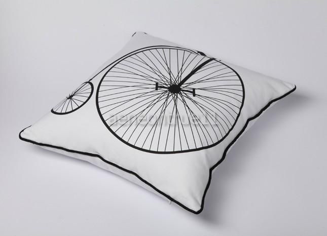 Cotton black bicycle print white throw pillow cover fashion cushion 