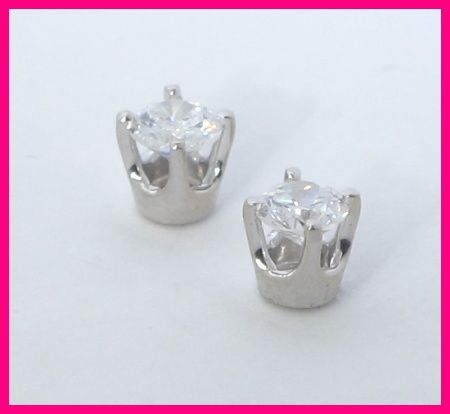 14k White Gold Round Diamond Solitaire Stud Earrings .44ct  