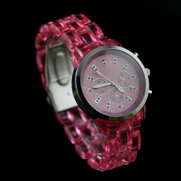 Elegant Brand Band Big Case Plastic Summer Wrist Watch  