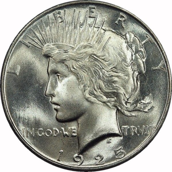 HJB 1925 Peace Dollar, MS66, PCGS, Blast White  