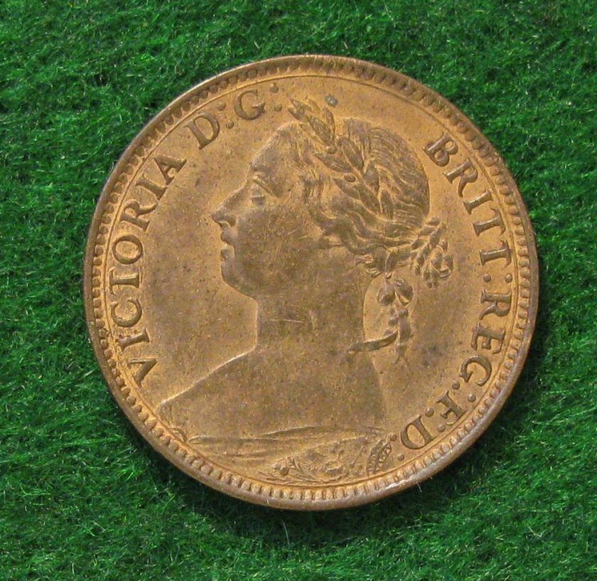 1890 Great Britain Farthing, **Choice AU**, KM #753  