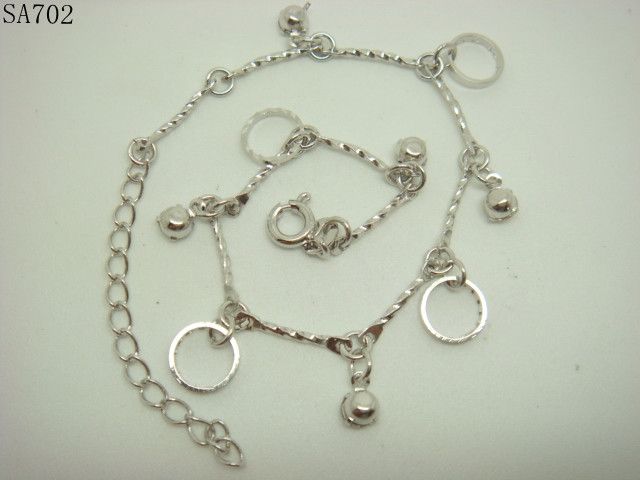   silver charm dangle Bracelet Bangle Ankle foot chain 18cm sa702  