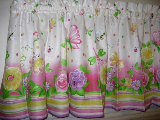   DRAGONFLIES, BUTTERFLIES FLOWERS CURTAIN VALANCE 72W X 18L NEW