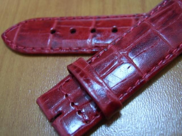 VINTAGE NOS 18X16 MM BREITLING BURGUNDY CROCODILE LEATHER BAND STRAP 