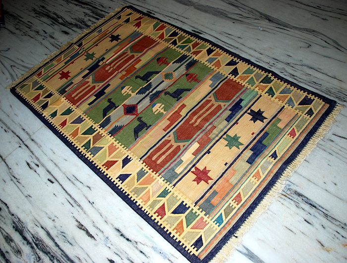 Vintage Yoga Cotton Rug Carpet Indian Dhurrie 6 X 4  