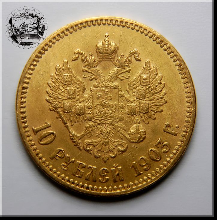 Russia Nicholas II 10 ROUBLES 1903 AP Gold MA#37  