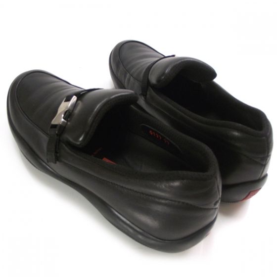 PRADA Leather Sport Loafers Shoes Flats 37 Black NEW  