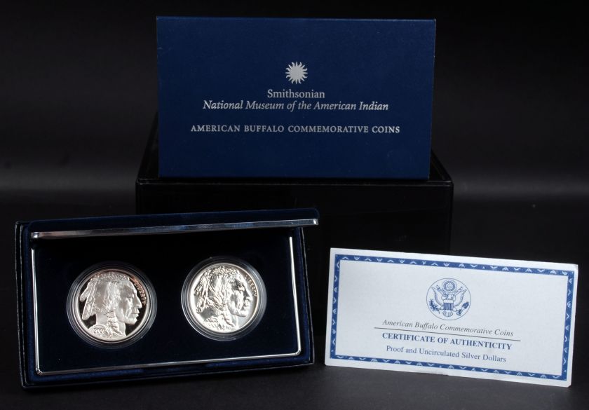   Commemorative Proof & Uncirculated Silver Dollar Set w/Box & COA