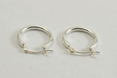 2mm Hoop Earrings .925 Sterling Silver 5/8 inch Round 1.5 grams (Free 