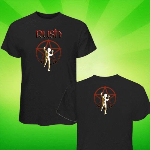 RARE 2 Sides Black T Shirt The Rush Rock Band  