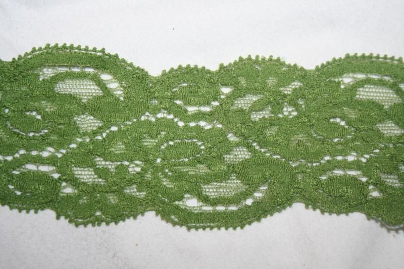 Victorian Olive Green GALLOON Headband stretch lace 2.25 wide BTY 