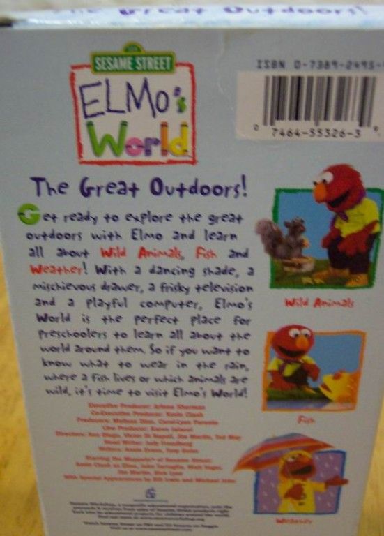 Sesame Street ELMOS WORLD The Great Outdoors VHS VIDEO 794645532636 