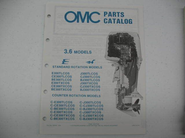 1985 300hp 300 hp Parts Catalog OMC Johnson Evinrude  