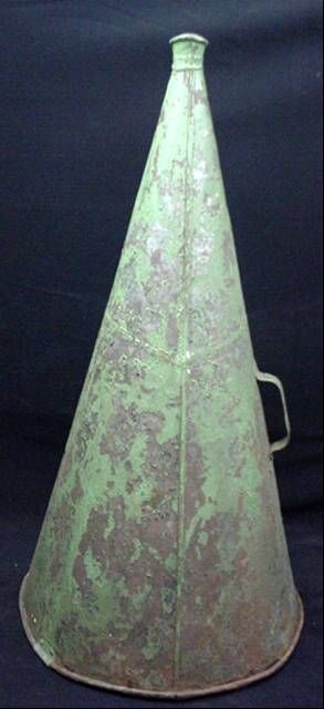 Large Antique Ships Megaphone Speaking Horn Old Green Paint Disaster 