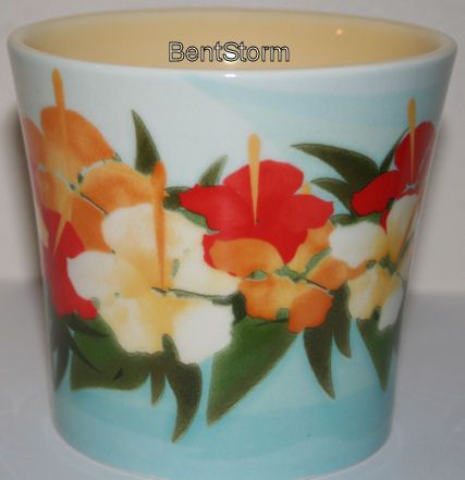 Starbucks Coffee MUG HAWAII 50th STATE FLOWER LEI Hibiscus 14 oz BONE 