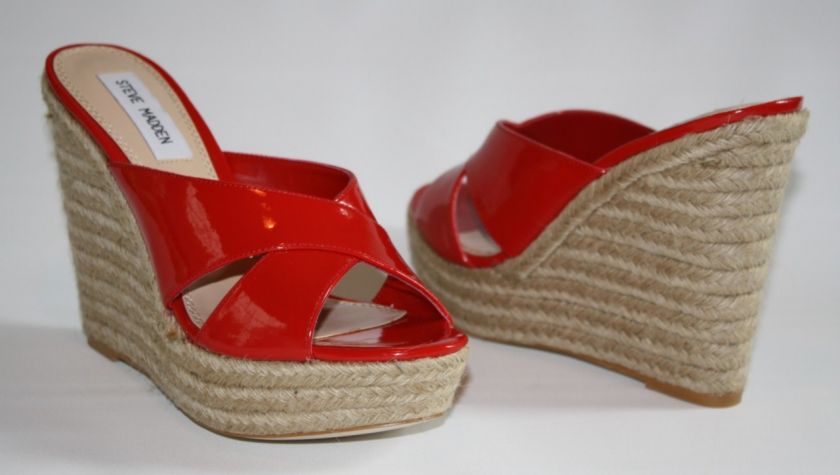 NIB Steve Madden GENISIS GENESIS Espadrille Wedge Sandal Heels Red 