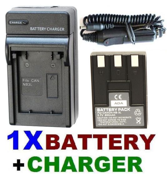 NB 3L BATTERY +CHARGER FOR CANON POWERSHOT SD500 SD550  