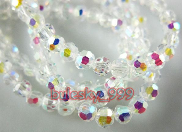   SHIPPING 97pcs Faceted Glass Crystal Round Beads 3mm G321 Clear AB