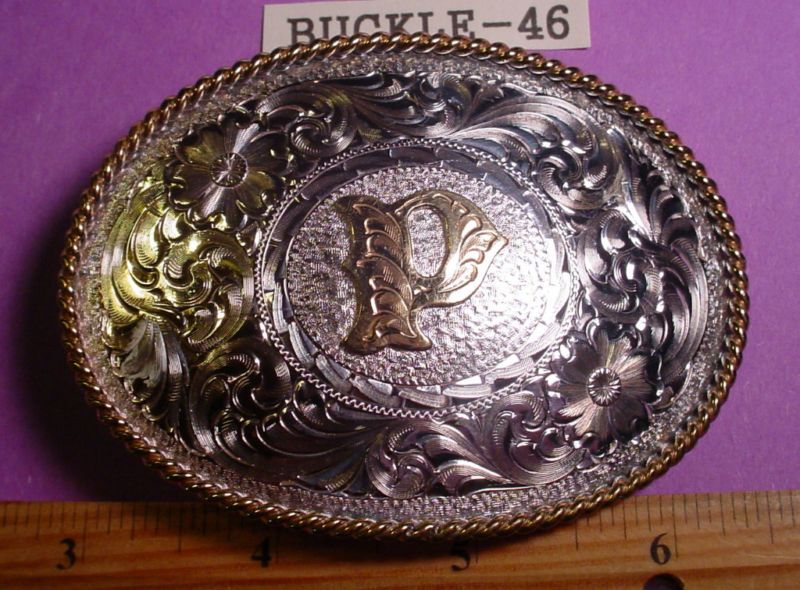 Montana Silversmiths Sterling ~P~ Hand Evd Belt Buckle  