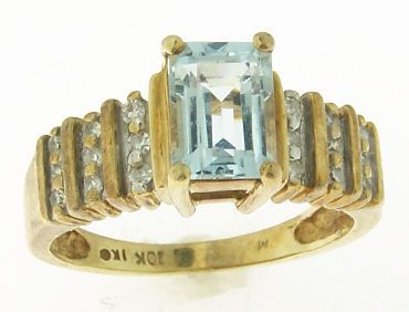 DIAMOND/AQUAMARINE COCKTAIL RING ~ BARGAIN SCRAP PRICE  