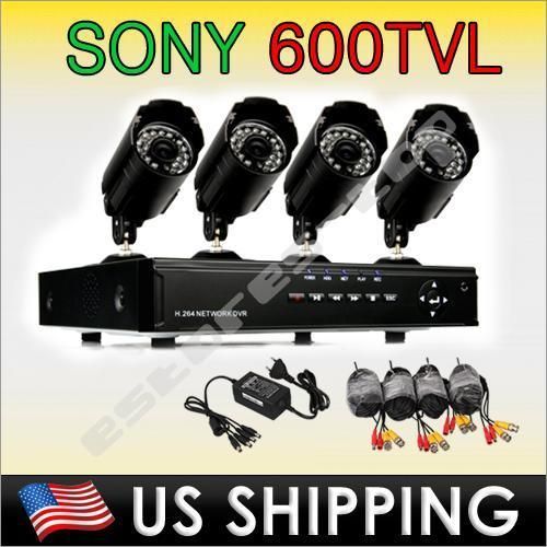 CCTV SECURITY SYSTEM WITH 4CH DVR + 600TVL Day Night Outdoor 