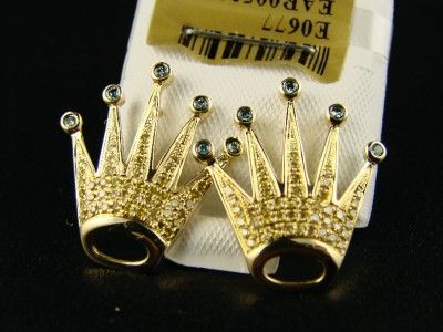 MENS/LADIES CROWN CANARY YG DIAMOND STUD EARRINGS 16 MM  