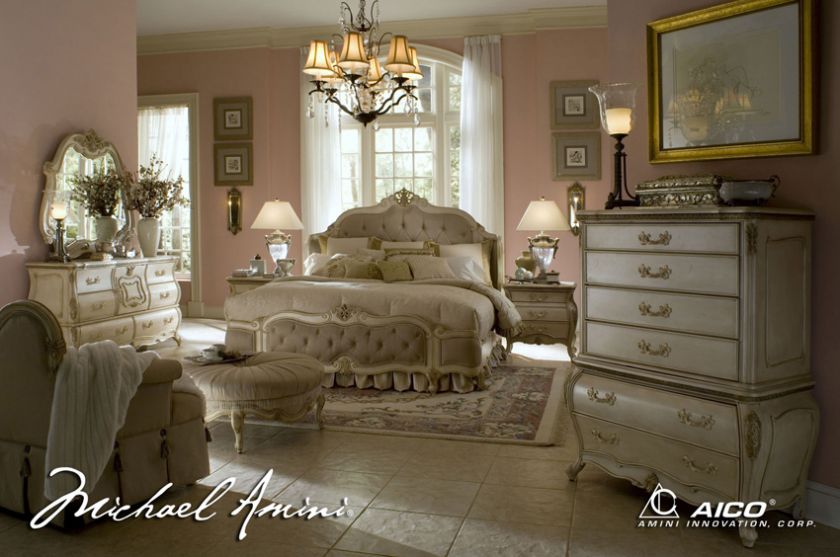 Antiqued Buttermilk Baroque 6 pc Queen Mansion Bedroom MA54000QWM 04 