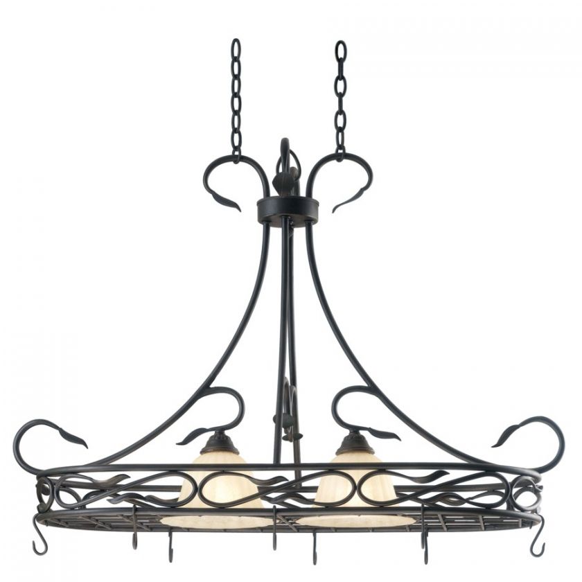 NEW 2 Light Vine Leaf Kitchen Island Pot Rack Lighting Fixture, Bronze 