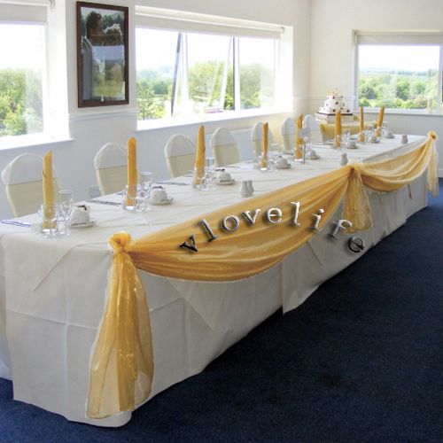 5M Gold Organza Swags For Wedding Top Table Bows Decor  