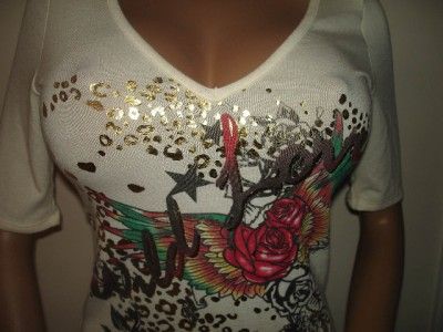 OFF WHITE WILD LOVE TATTOO ROSE PRINTED TOP S  