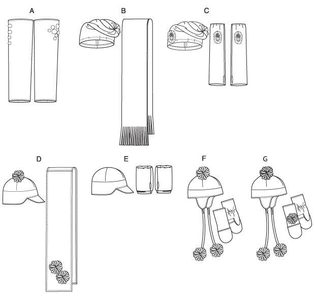 McCalls Pattern 6213 Girls Leg Warmers Hats Mittens  