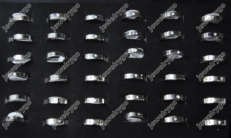 Wholesale lots mix50 CZ slim band stainless steel Rings  