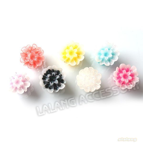   New Wholesale Mixed Flowers Flatback Resin Embellishments 12mm 250162