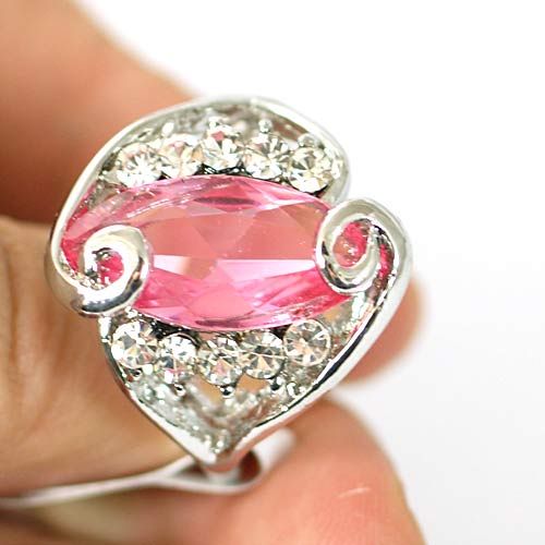 r7138 Size 8 10K GP Women Oval Pinky Gemstone CZ Cocktail Ring Fashion 