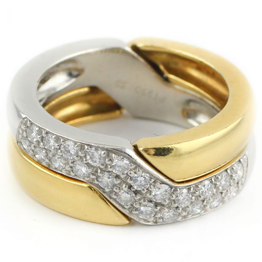   Diamond Platinum & 18K 750 Yellow Gold Rare Interlocking Ladies Ring