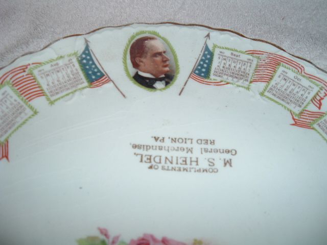 1912 Calendar Plate Red Lion Pa Martyr Assassinated Presidents Antique 