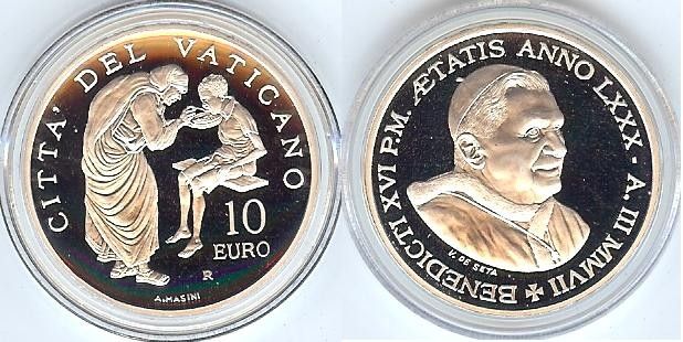 VATICAN 2007. 10 EURO COIN SILVER PROOF. IN BOX   COA  