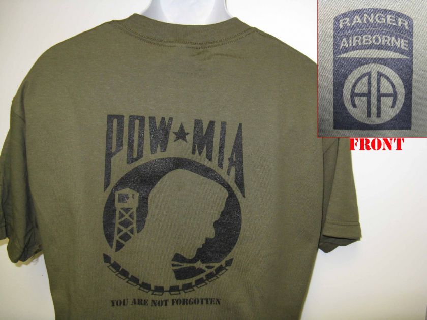 82ND AIRBORNE RANGER T SHIRT/ POW MIA T SHIRT  