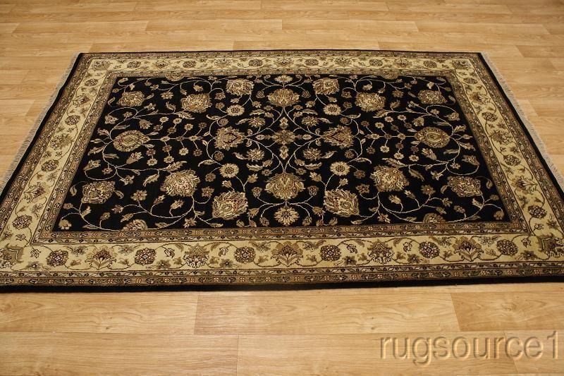 ALLOVER BLACK 6X9 AGRA JAIPOUR ORIENTAL RUG AREA NEW CARPET  