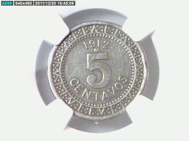 1912 MO Mexico 5 CENTAVO Large Mint Mark NGC XF 45  