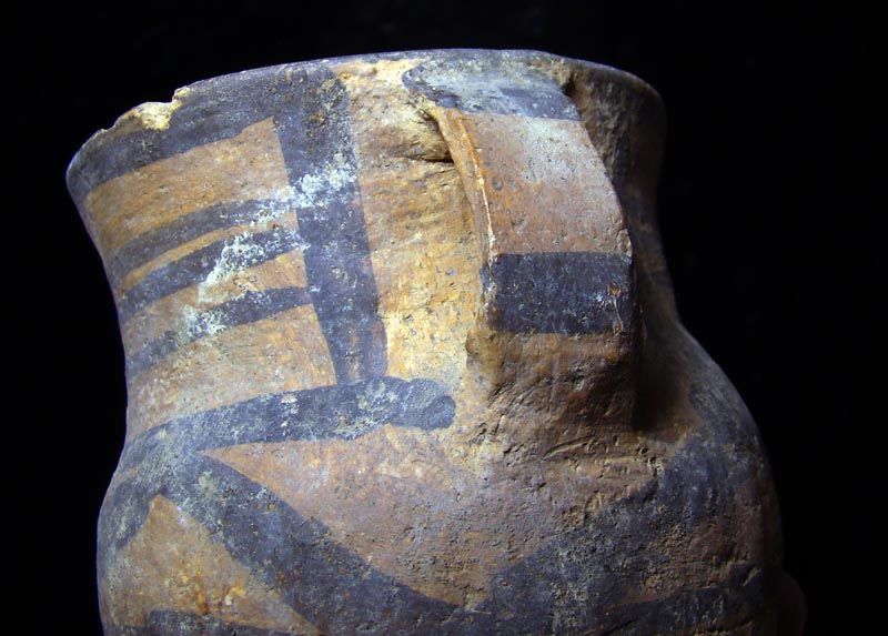 AURICLED MAJIAYAO CULTURE POTTERY POT WITH MYSTERIOUS G  