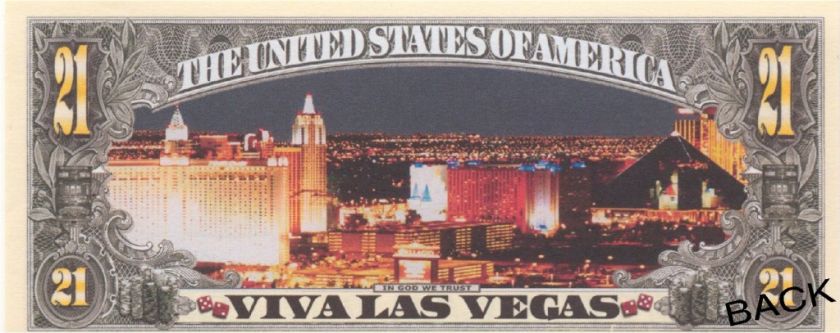 LAS VEGAS $21 Bill Novelty Nevada Casino Gamble Money  