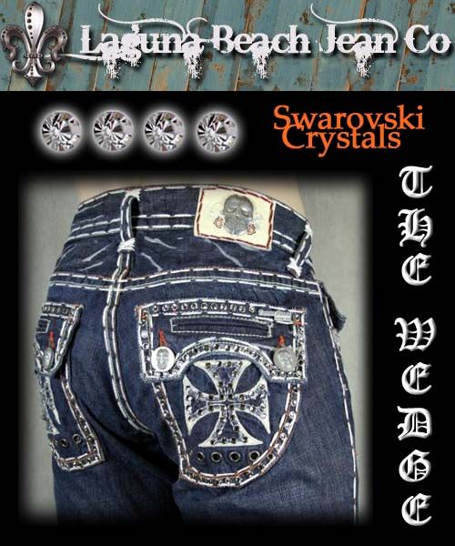 Laguna Beach Jeans mens DESTROYED White *CHOOSE ONE* w/ 2G Crystals 